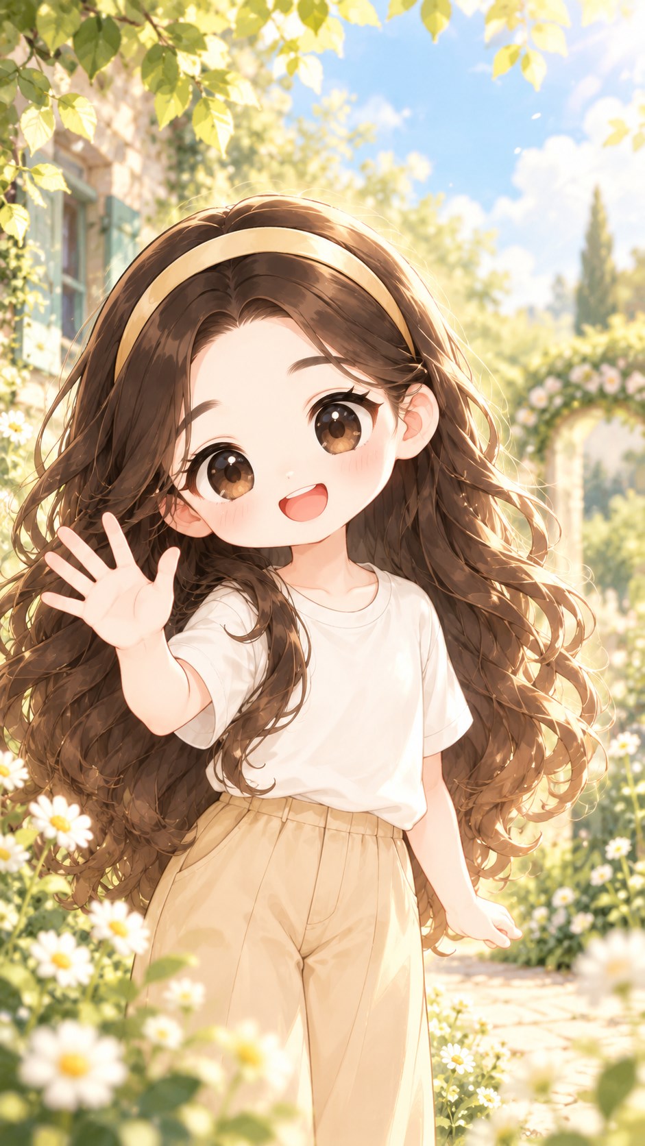 Alice 姐姐向孩子挥手