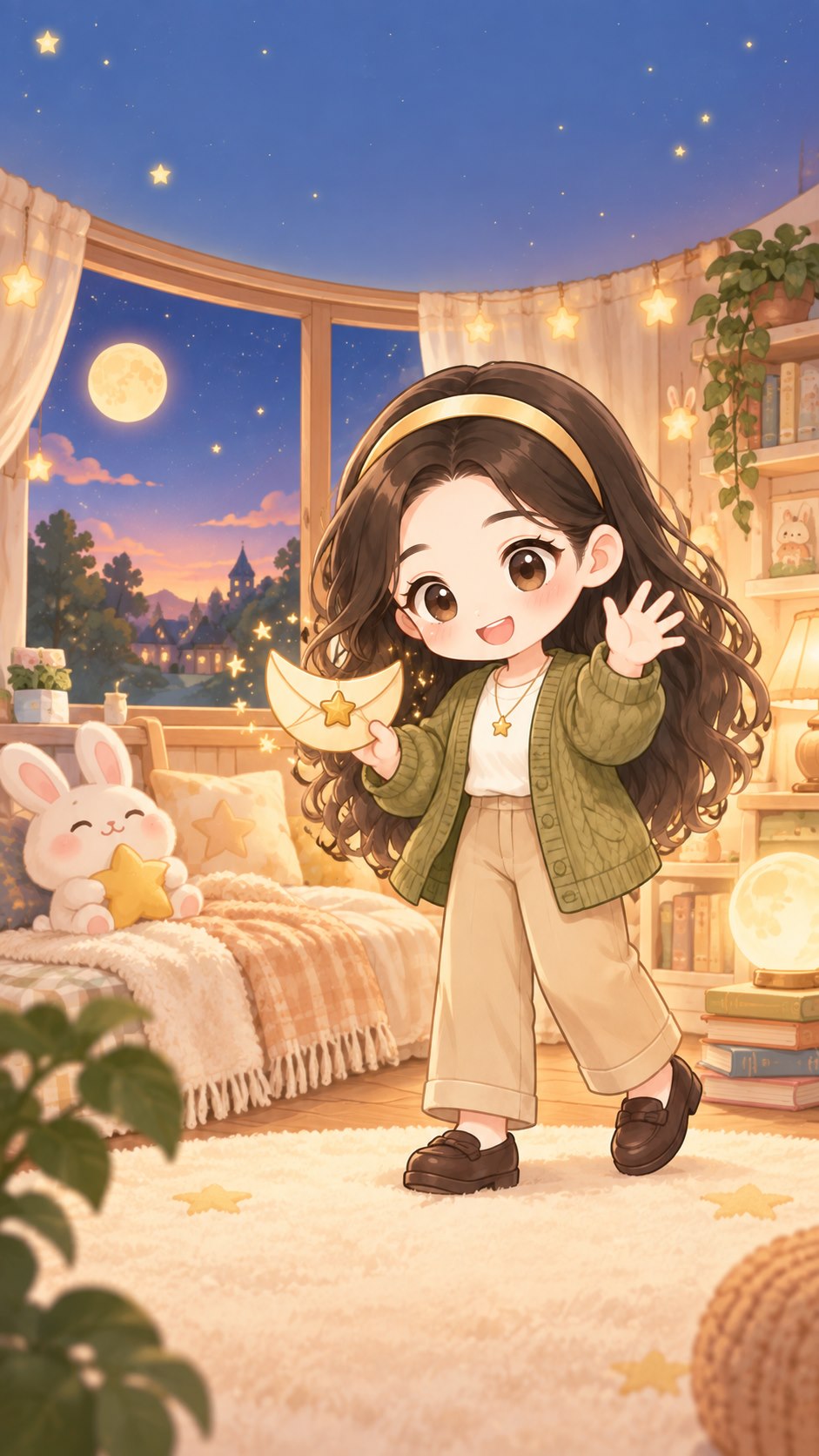 Alice 姐姐和小兔子在月光下